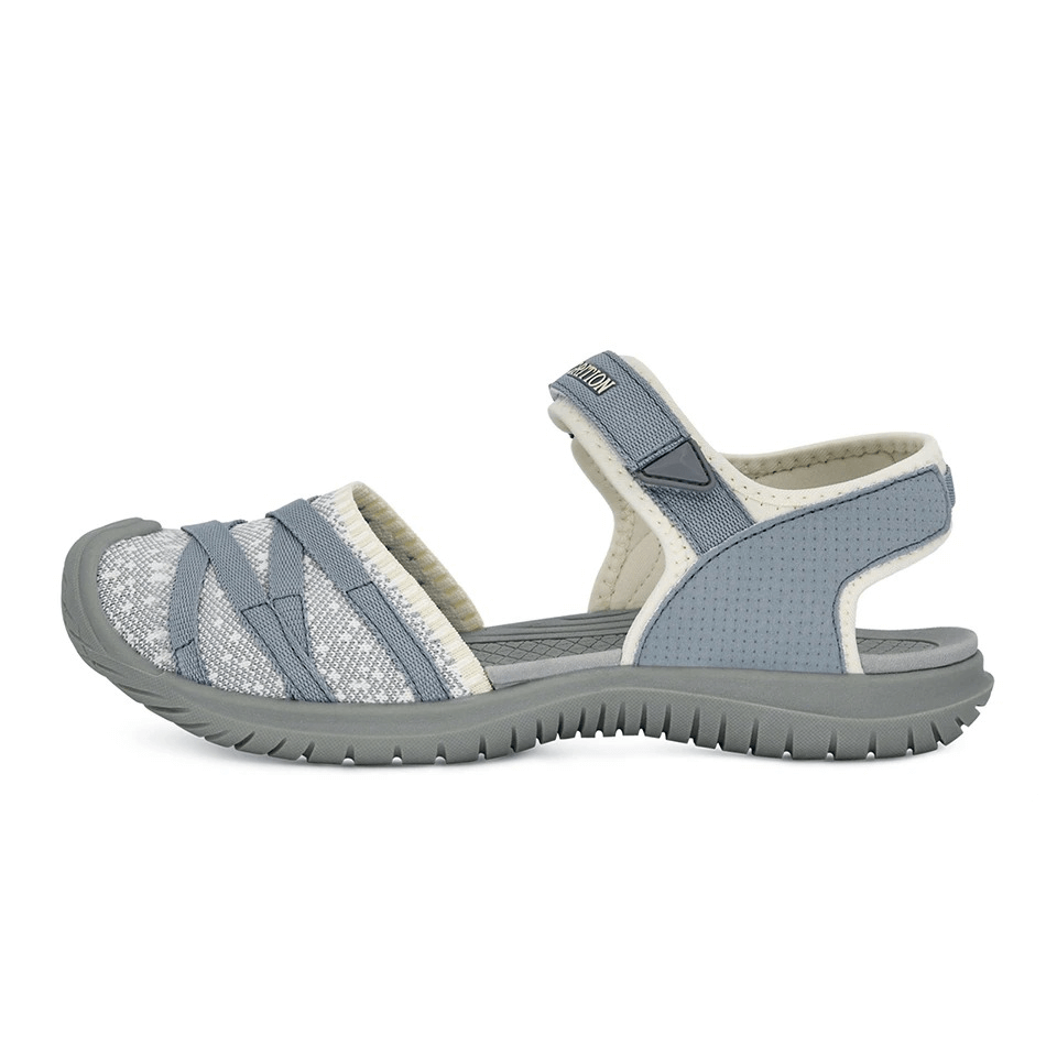 Gray Casual Closed Toe Women's Sandals with Flat Heels and Hook & Loop Closure, Ideal for Trekking and Travel - Style SF0269
